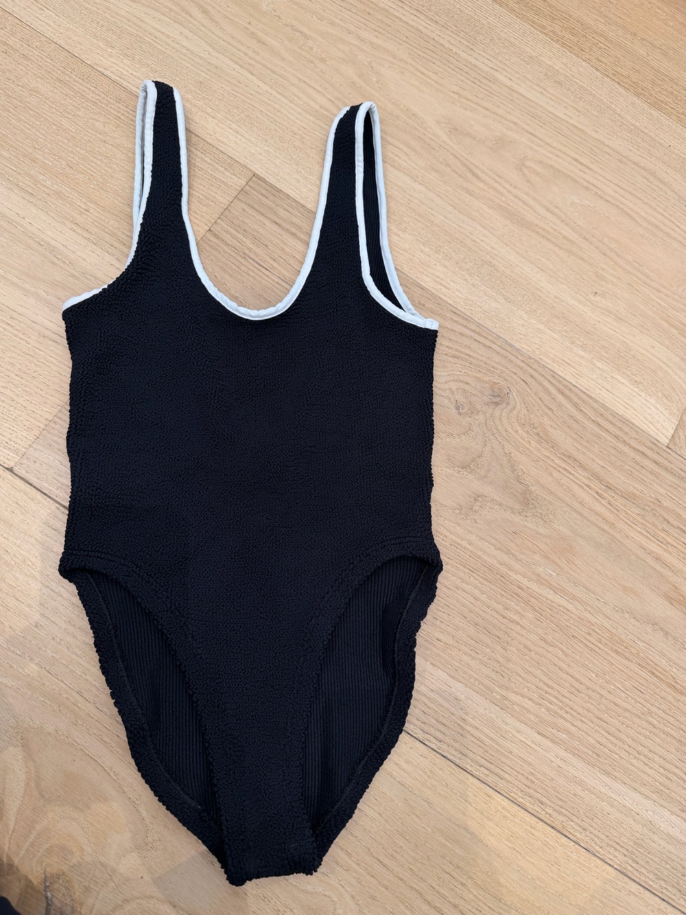 Hunza G Black One-Piece Swimsuit with White Trim